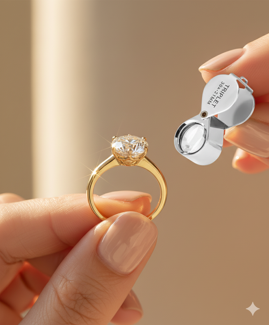  examen-bague-diamant-or-loupe-bijoutier-authentification