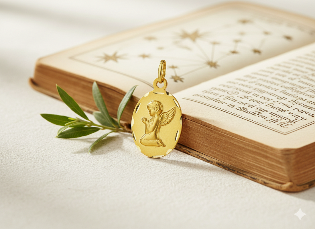 Guide pour trouver son pendentif ange gardien en or 18 carats selon sa date de naissance.