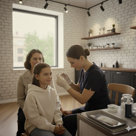 Guide complet sur le perçage des oreilles pour bébé, incluant le choix de l'âge, les soins post-perçage et le choix des premières boucles d'oreilles en or.