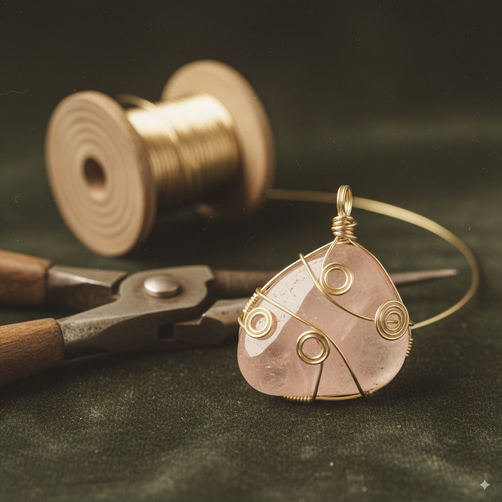 Guide pour choisir le bon diamètre de fil d'or pour le wire wrapping et le sertissage de pierres.