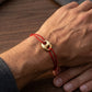 18K Yellow Gold Red Cord Bracelet with Coffee Bean