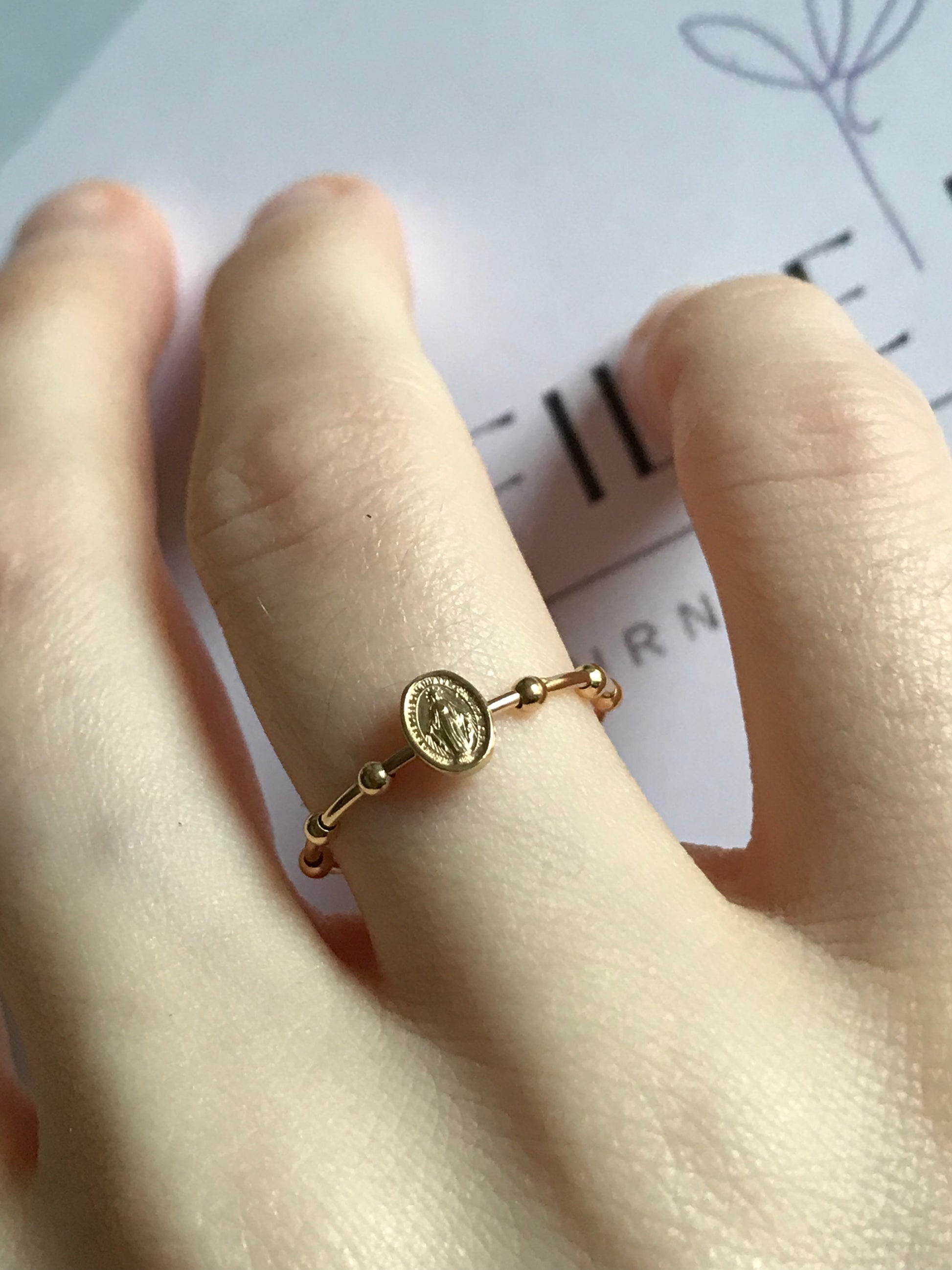 Bague Vierge Miraculeuse Or 18K Médaille Miraculeuse La Fille