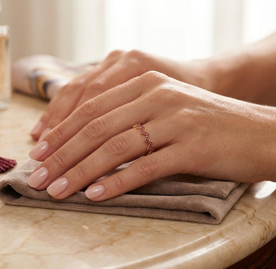 18k gold ring for women with 0.15 carat ruby, 18k 750 yellow gold