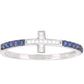Bague croix en or blanc 18 carats sertie de saphirs bleus et diamants, design joaillerie fine.