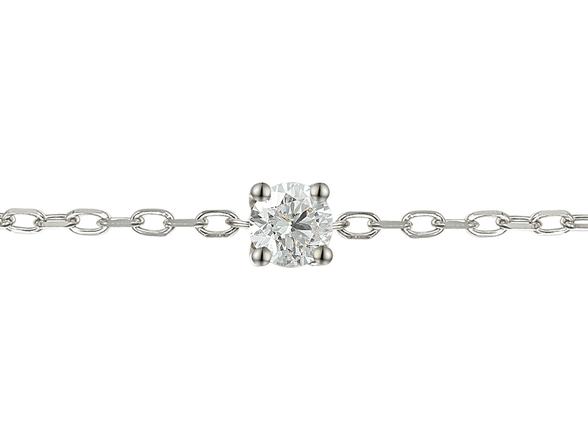 Bracelet chaîne maille forçat en or blanc avec diamant solitaire