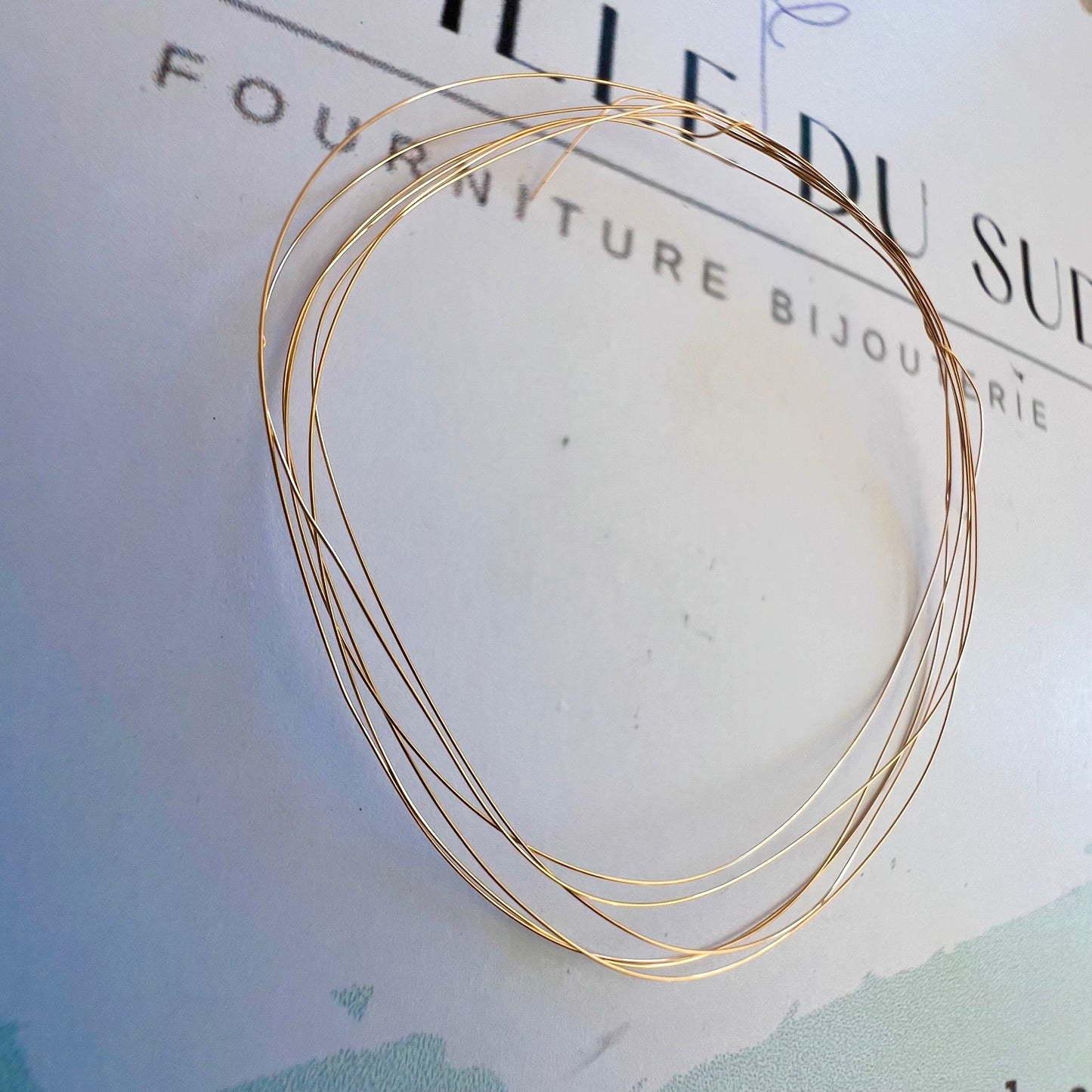 Détail de la couleur et de la brillance d'un fil d'or rose 18 carats de 0,20mm pour artisans bijoutiers.