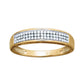 Alliance de mariage serti 3 rangs en or jaune 18 carats et pavage de diamants brillants de 0,19 carat.
