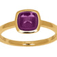 Bague solitaire moderne en or jaune 18 carats sertie d'une améthyste véritable taille cabochon coussin de 1,30 carat.