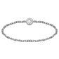 Bague fine chaîne en or blanc 18 carats avec un diamant solitaire brillant.