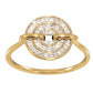 Bague moderne en or jaune 18 carats avec un disque de 11 mm pavé de diamants naturels, vue de face.