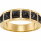 Bague de style Art Déco en or jaune 18 carats ornée d'onyx noir taillé en motif clou et de lignes de diamants.