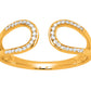 Bague ouverte pour femme en or jaune 18 carats et diamants, design fluide avec boucles entrelacées.
