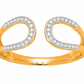 Bague ouverte pour femme en or jaune 18 carats et diamants, design fluide avec boucles entrelacées.