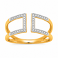 Bague ouverte en or jaune 18 carats sertie de diamants, modèle géométrique avec motifs carrés dos à dos.