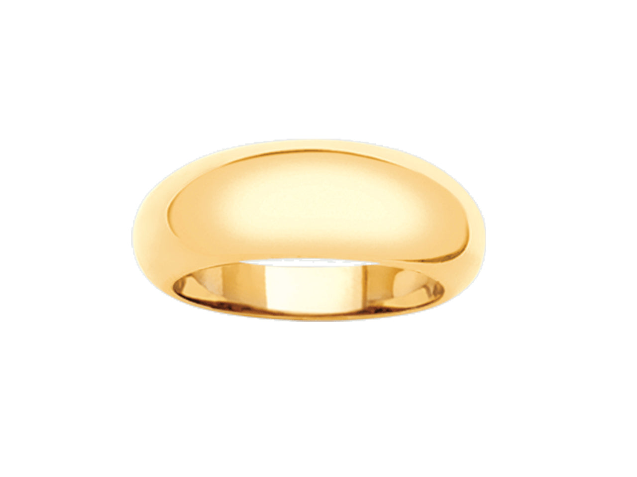 Bague jonc en or jaune 18 carats bombé vue de face de 8mm de largueur