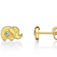 Premières boucles d'oreilles pour bébé motif éléphant en or 18 carats avec zircon.