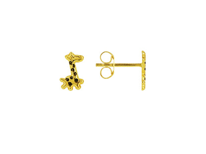 Clous d'oreilles enfant girafe en or 18 carats.
