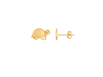 Boucles d'oreilles or bébé motif tortue en or 18 carats.
