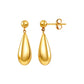 Paire de boucles d'oreilles pendantes en or jaune 18 carats avec motif goutte d'eau lisse et polie miroir.