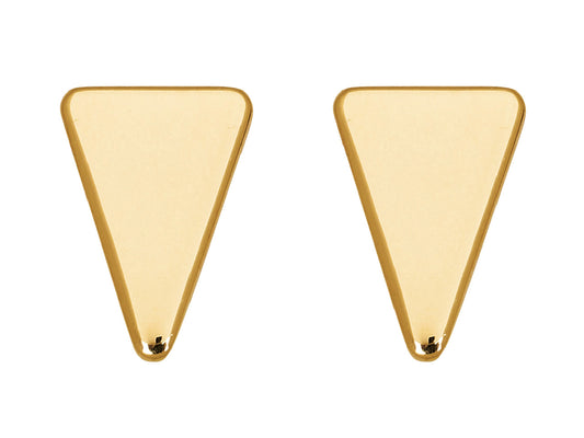 Paire de puces d'oreilles en forme de triangle en or jaune 18 carats, vue de face