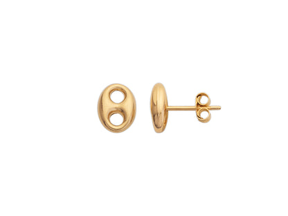 Petites puces d'oreilles grain de café en or jaune 18k, modèle classique unisexe