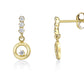 Boucles d'oreilles pendantes femme en or jaune 18 carats avec cercle ciselé et zirconium