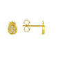 Puces d'oreilles ananas en or jaune 18 carats de 6 mm serties d'oxydes de zirconium avec fermoirs poussettes.