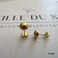 Puces d'oreilles demi-ronde en or jaune 18 carats 750 millièmes