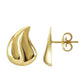 Boucles d'oreilles goutte d'eau bombées en or jaune 18 carats de 17 mm de hauteur avec poussettes de face et profil.