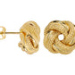 Paire de boucles d'oreilles nœud antillais en or jaune 14 carats, entrelacement de fils lisses et ciselés, diamètre 13mm.