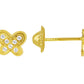 Puces d'oreilles papillon en or jaune 18 carats serties d'oxydes de zirconium avec fermoirs à vis sécurisés.
