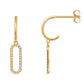 Paire de boucles d'oreilles pendantes femme en or jaune 18 carats avec motif rectangle serti de diamants