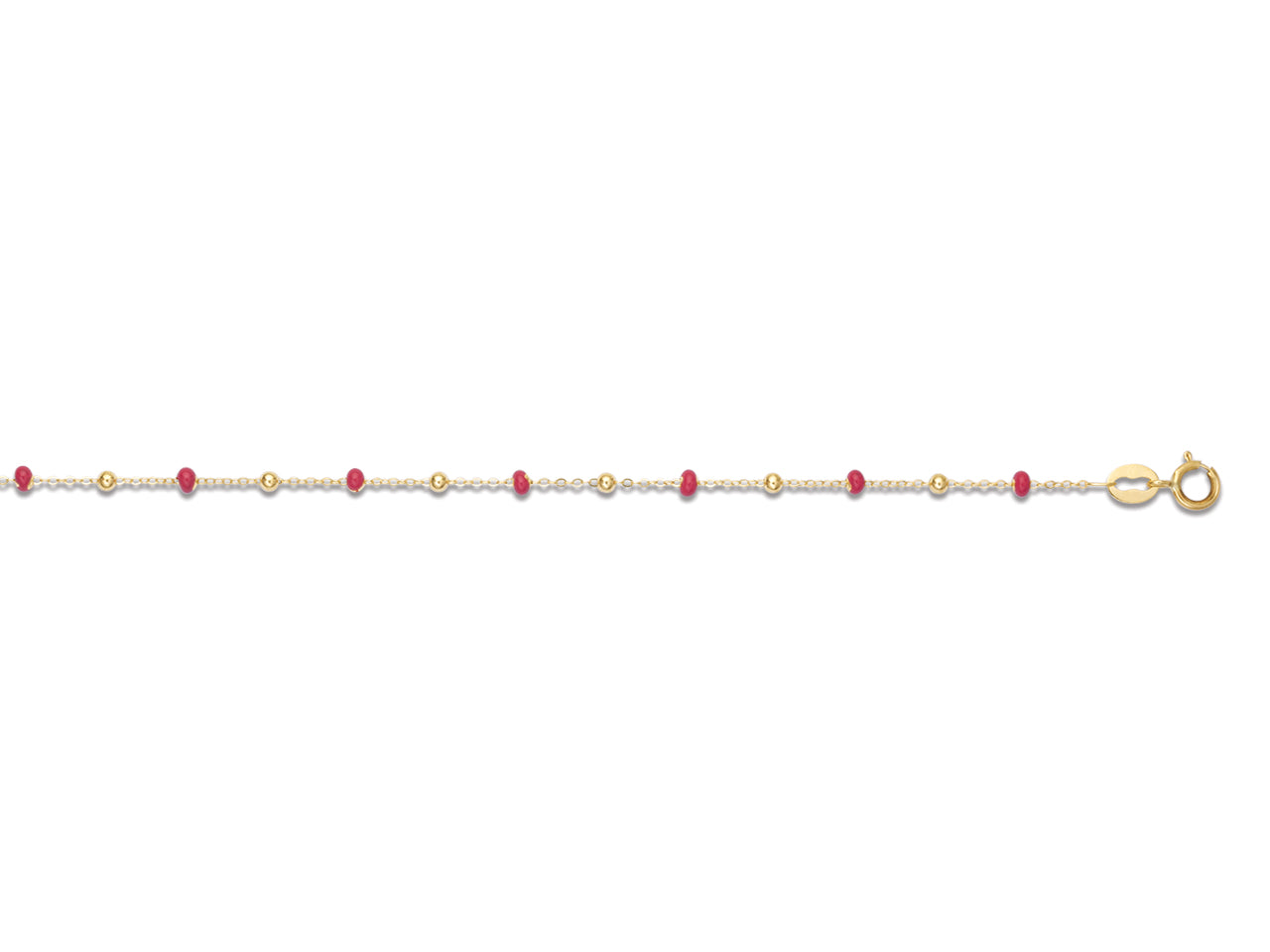 Bracelet boule en or 18 carats et résine rouge pour femme.