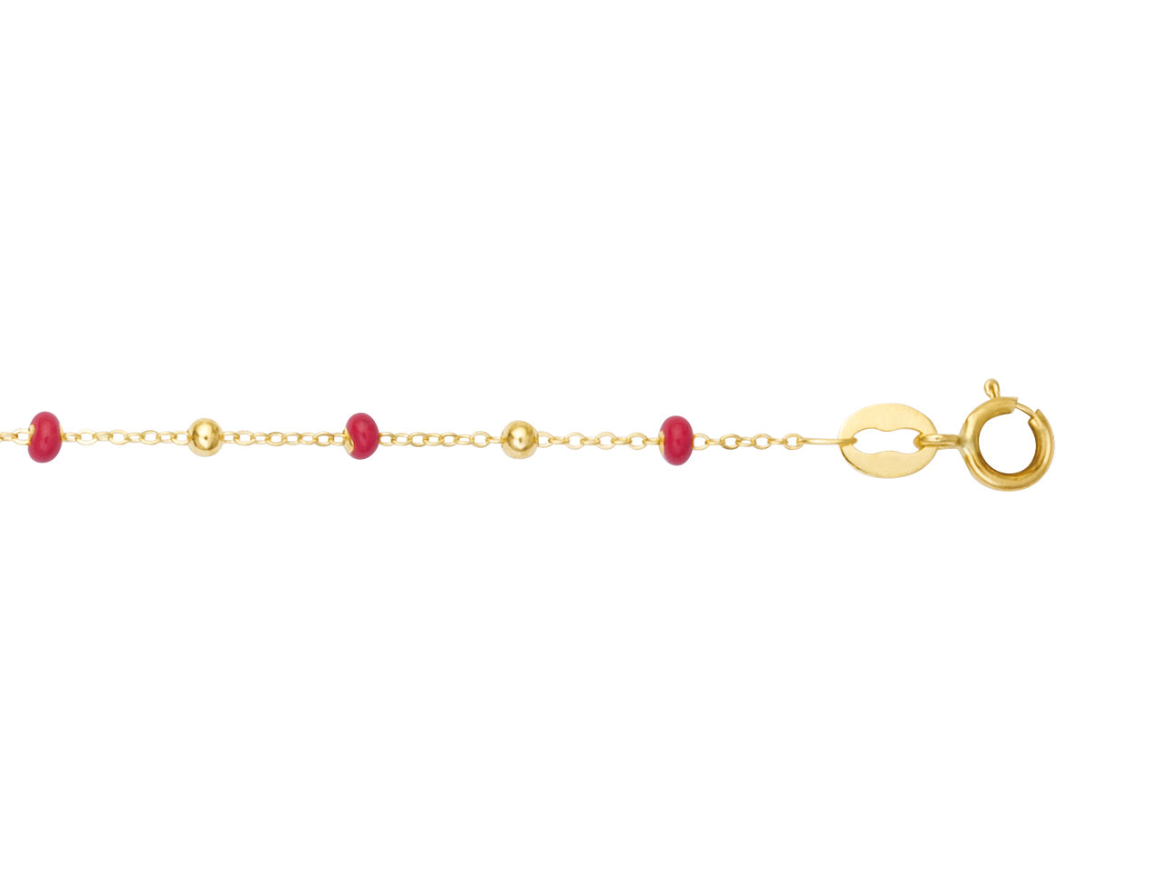Bracelet boule en or 18 carats et résine rouge pour femme.