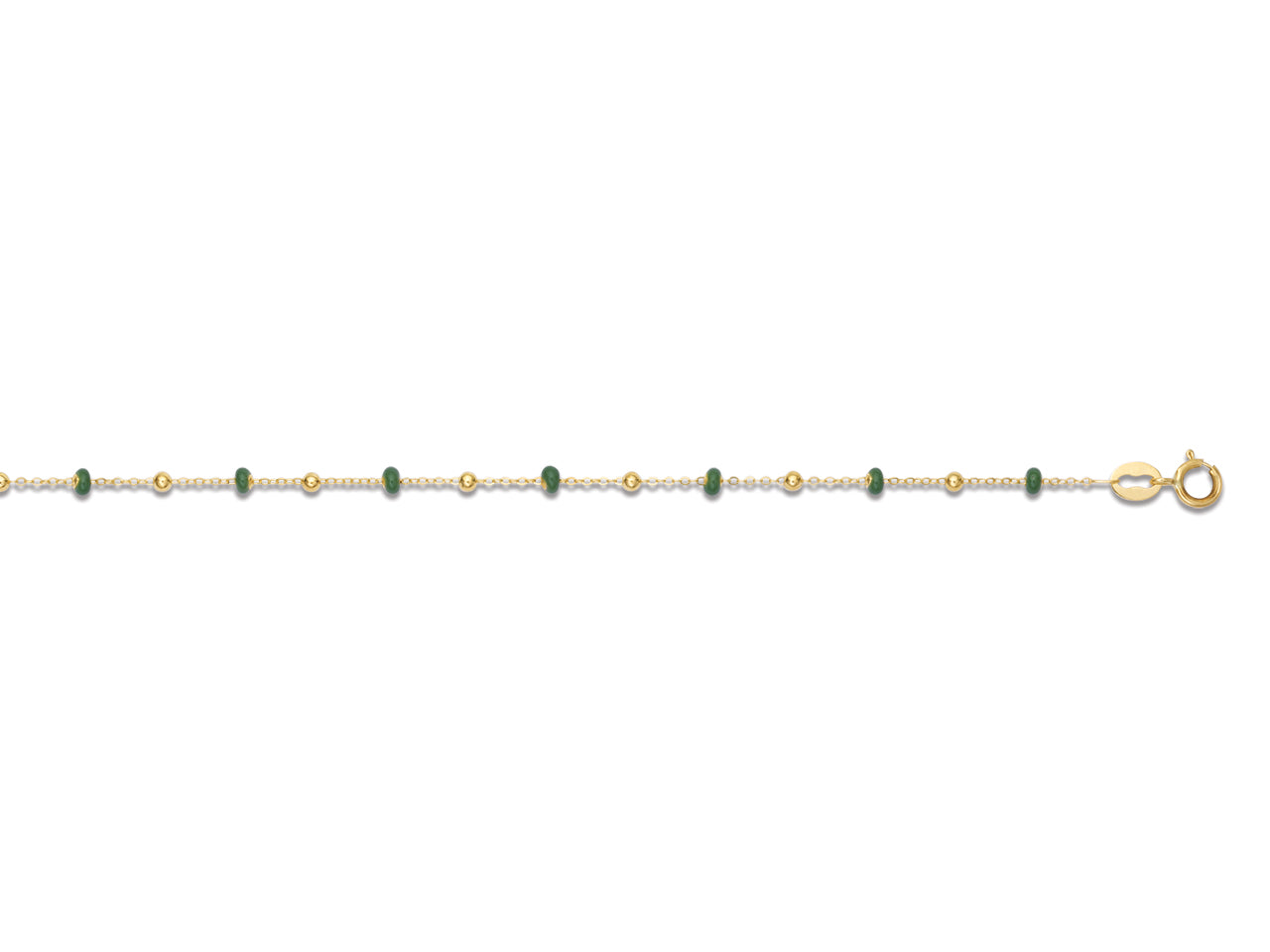Bracelet boule en or 18 carats et résine verte pour femme.