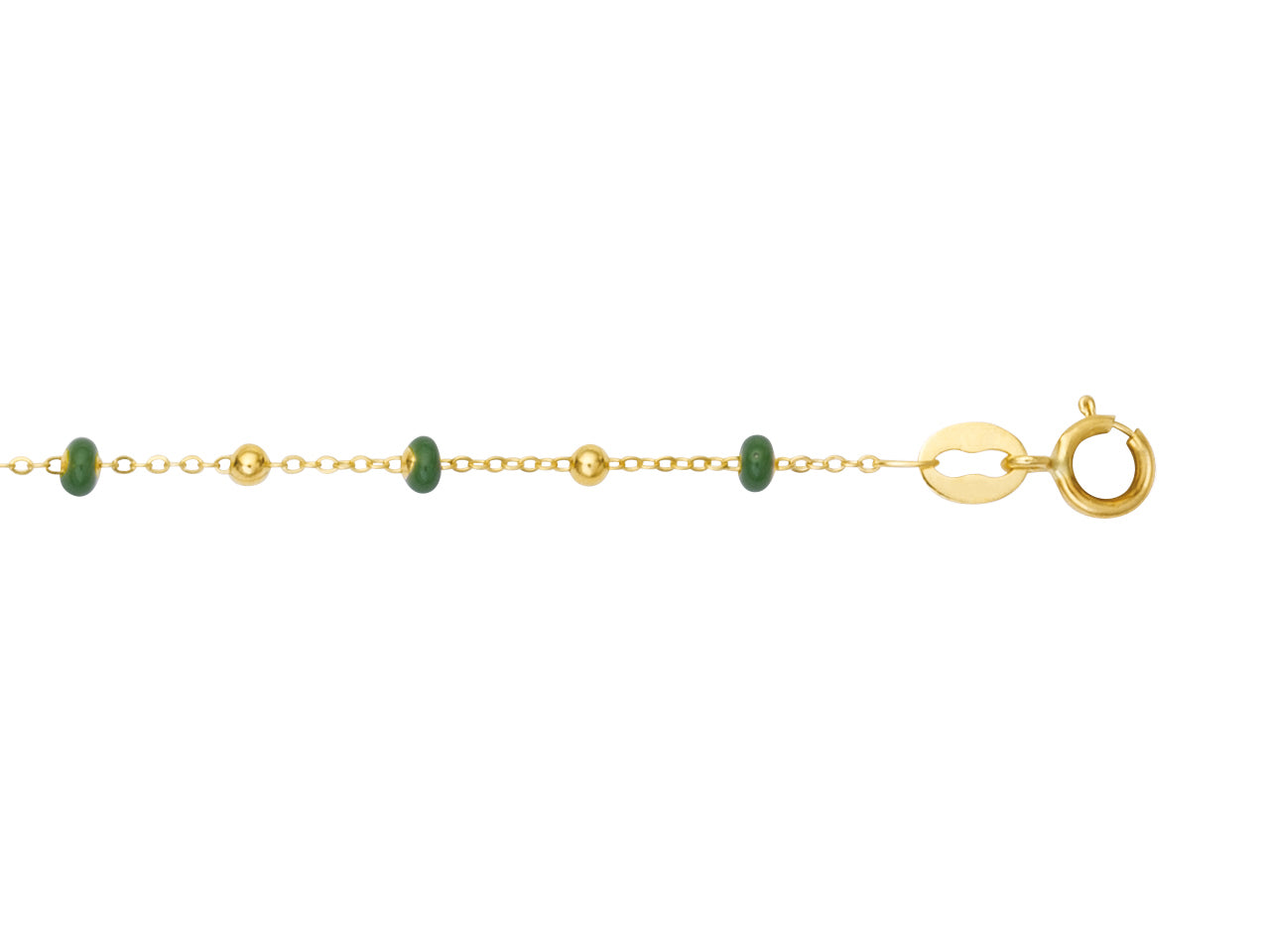 Bracelet boule en or 18 carats et résine verte pour femme.