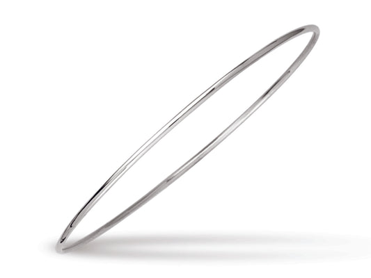 Bracelet jonc or blanc 18 carats mixte, jonc rond massif de 1,5mm pour homme et femme en or blanc non rhodié sans entretien.