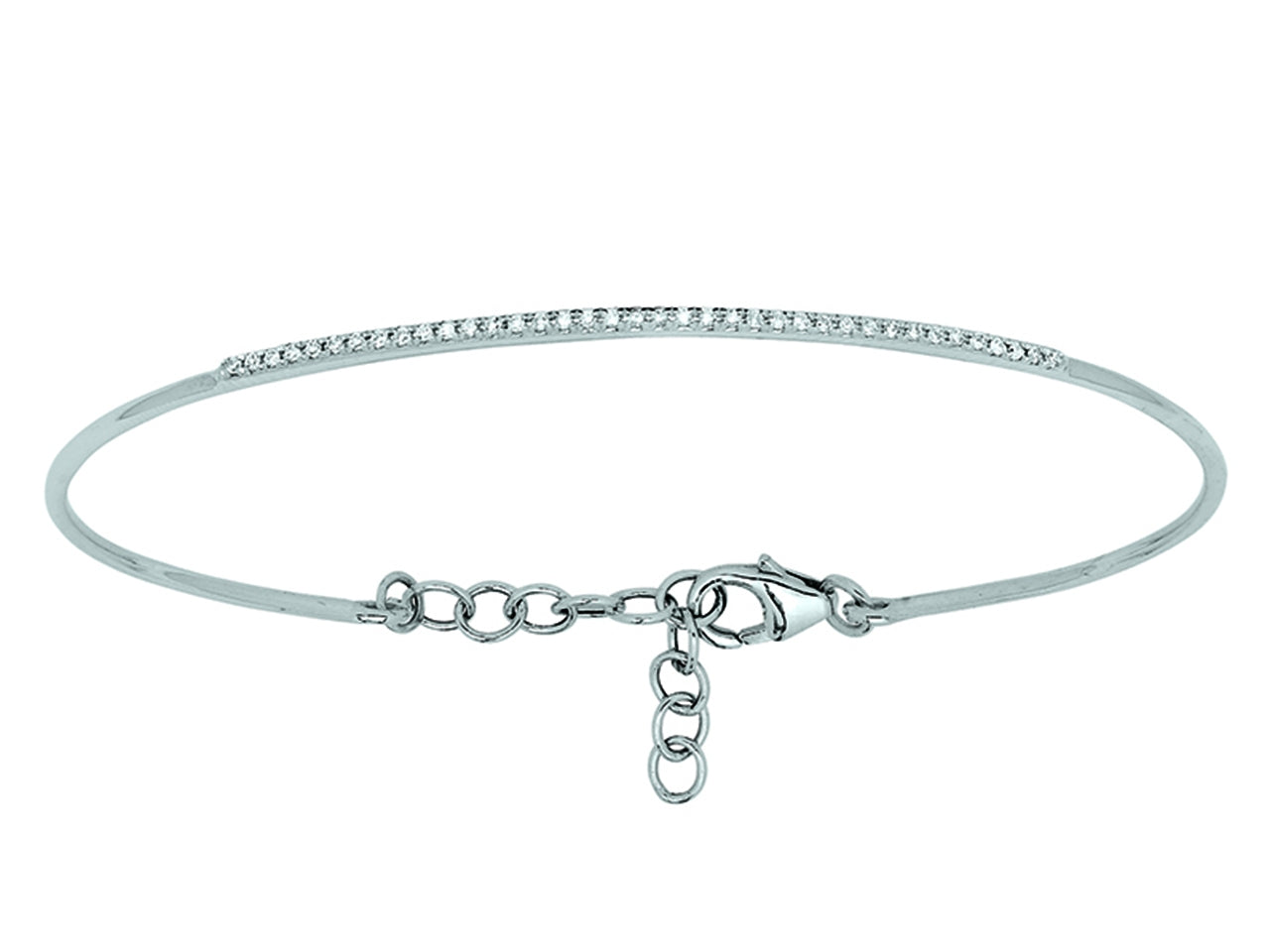 Bracelet jonc en or blanc non rhodié 18 carats et diamants, bijou de luxe ajustable.