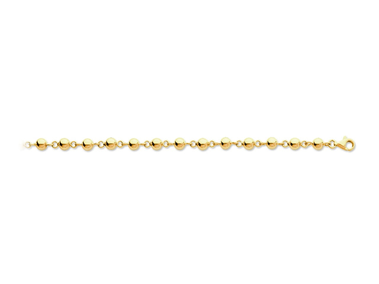 Bracelet marseillais en or jaune 18 carats avec maille boule de 5 mm et fermoir mousqueton sécurisé.