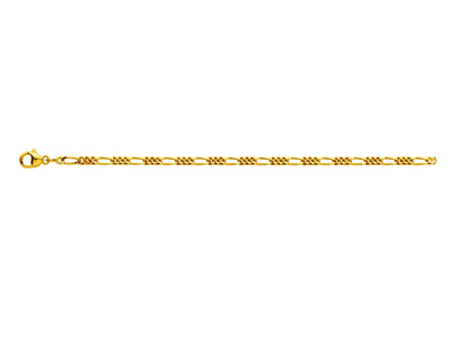 Chaîne pour homme en or jaune 18 carats massif de type maille Figaro (alternée 1/3) limée sur deux faces.