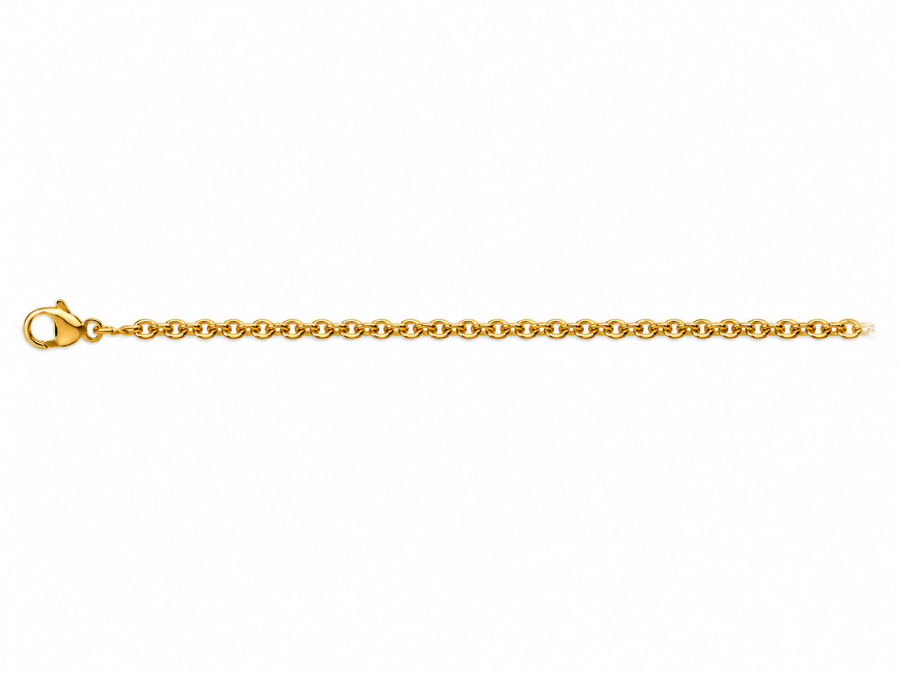 Chaîne maille forçat ronde massive en or jaune 18 carats avec fermoir mousqueton de face.