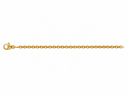 Chaîne maille forçat ronde massive en or jaune 18 carats avec fermoir mousqueton de face.