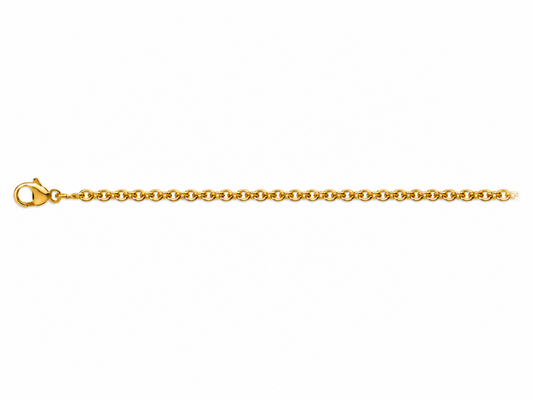 Chaîne maille forçat ronde massive en or jaune 18 carats avec fermoir mousqueton de face.