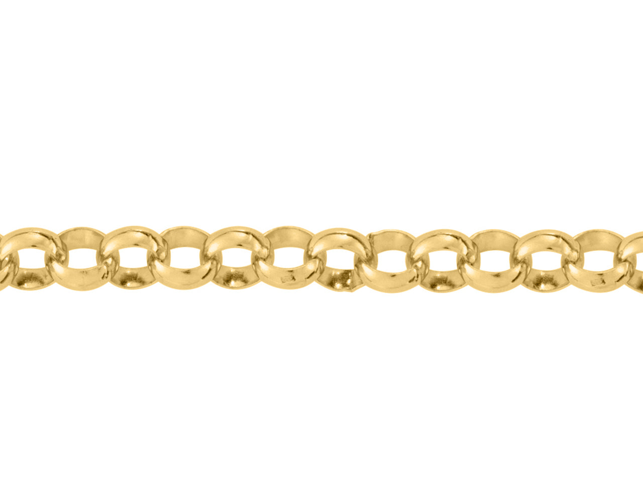 Gros plan de la chaîne maille jaseron de 4,20mm en or 18 carats.