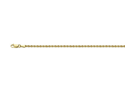 Chaîne torsadée (maille corde) en or jaune 18 carats, pour homme et femme.