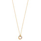 Collier en or jaune 18 carats avec pendentif de trois anneaux entrelacés en or jaune, or rouge et or gris.