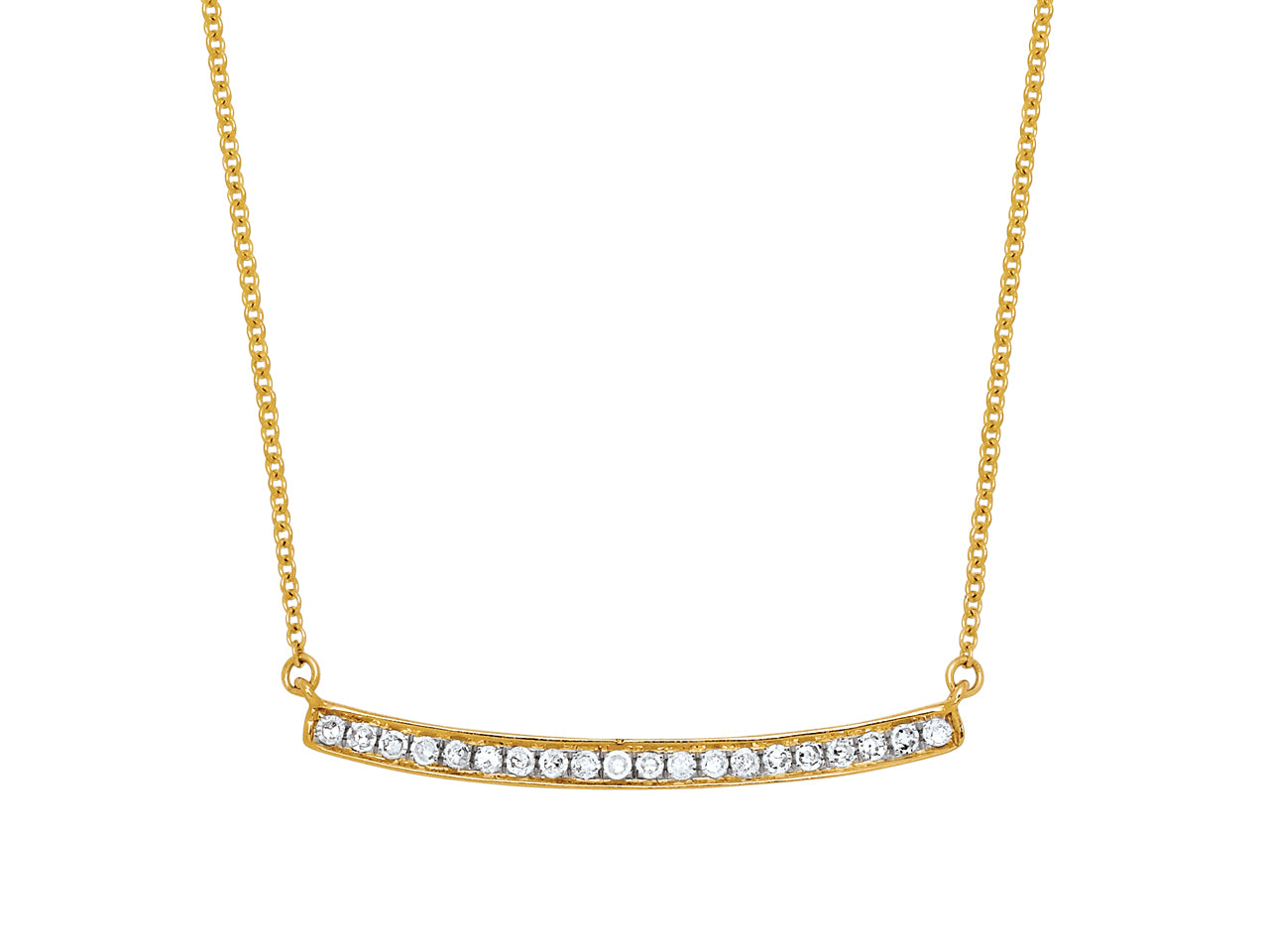Collier barrette en or jaune 18 carats serti de diamants taille brillant, modèle ras-de-cou horizontal.
