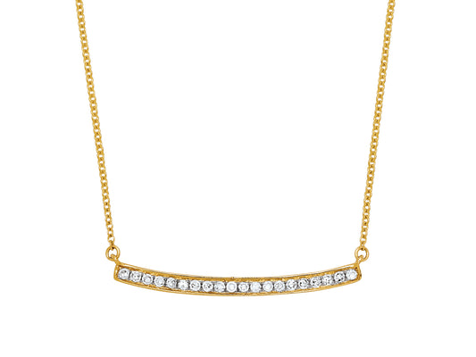 Collier barrette en or jaune 18 carats serti de diamants taille brillant, modèle ras-de-cou horizontal.