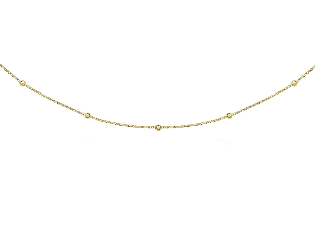 Chaîne boule en or jaune 18 carats, collier fin avec de petites boules espacées.