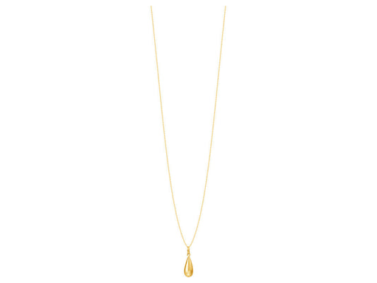 Collier chaîne forçat miroir en or jaune 18 carats avec pendentif en forme de goutte d'eau lisse.